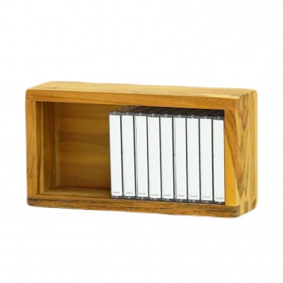 カセットテープボックス 幅27.8cm 奥行き8.8cm 高さ14.9cm チーク無垢材