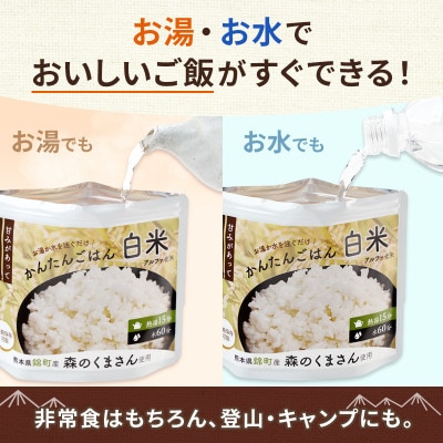 熊本県錦町産森のくまさん使用!アルファ米(白米)100g×10袋　もちもち食感　甘みしっかり(錦町)