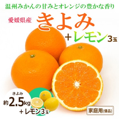 【2026年3月中旬頃から発送予定】きよみ(優品)約2.5kgと瀬戸内海の島レモン3玉入り