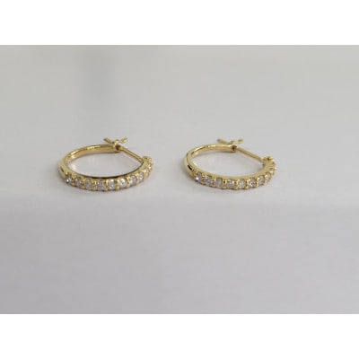 K18　ダイヤ　0.20ct　フープ　ピアス