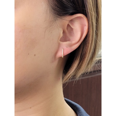 K18　ダイヤ　0.20ct　フープ　ピアス