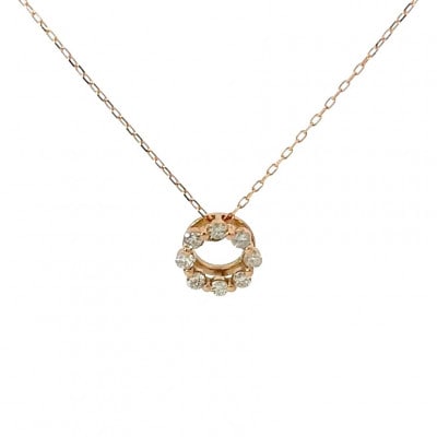 K18ピンクゴールド 0.10ct ダイヤモンド  ネックレス サークル