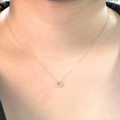 K18ピンクゴールド 0.10ct ダイヤモンド  ネックレス サークル