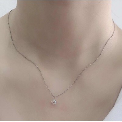 Pt　ダイヤ0.5ct　ペンダントネックレス 6本爪