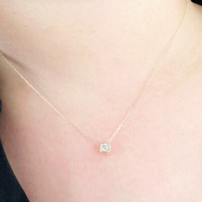 K18イエローゴールド 0.1ct ダイヤモンド ペンダントネックレス 馬蹄 