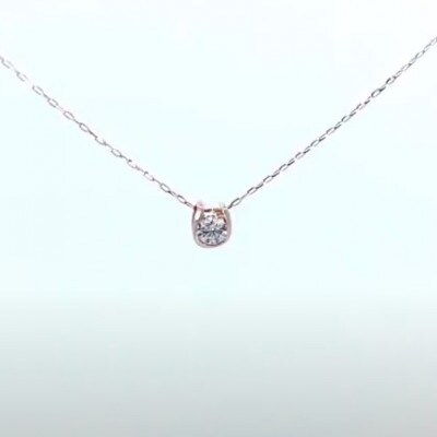 K18ピンクゴールド 0.1ct ダイヤモンド ペンダントネックレス 馬蹄 小 ...