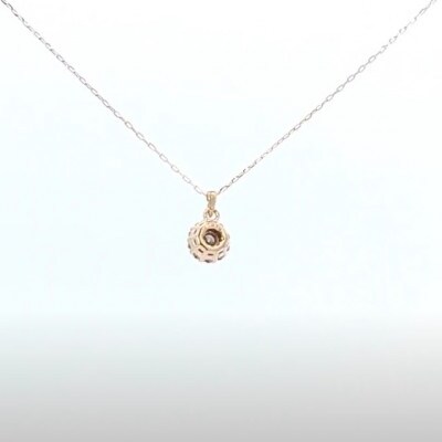 K18イエローゴールド 0.1/0.08ct ダイヤモンド ペンダントネックレス 花タイプ