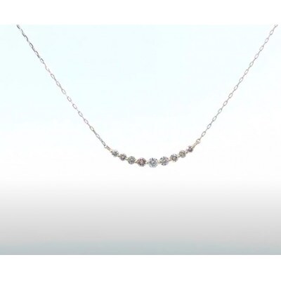 18金 多目 K18 ダイヤモンド ライン ネックレス グラデーション 0.1ct 