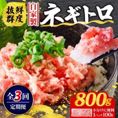 【毎月定期便】ネギトロ 月1回 800g (100g×8パック) 小分け全3回