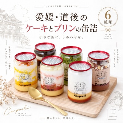 [愛媛・道後] ケーキとプリンの缶詰6点セット (6種類)