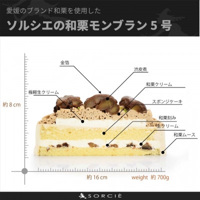 魔法洋菓子店ソルシエの和栗モンブラン ケーキ 5号 直径16cm 5人～7人分 約700g