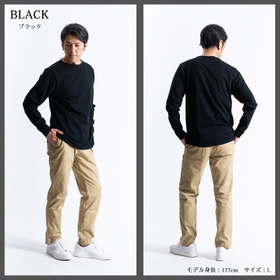 メンズ ハードコットン ボートネック長袖Tシャツ FL22FW-004M ブラック Mサイズ