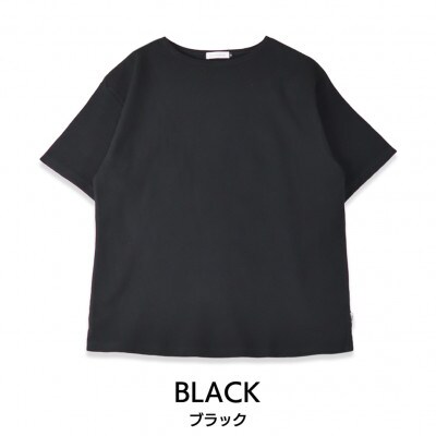 メンズ　ワッフル生地　ビッグシルエット半袖Tシャツ　FL23SS-014M　ブラック　Mサイズ