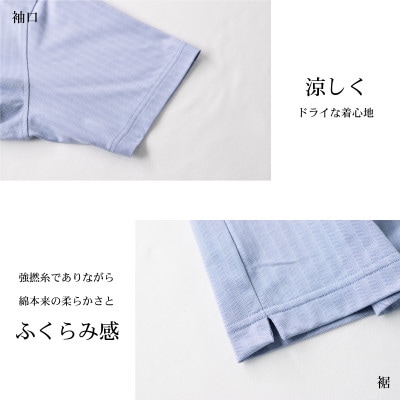 メンズ　へリンボン生地　半袖ポロシャツ　SPKJ23-025　ブルー　LLサイズ