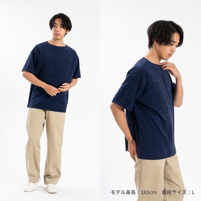 メンズ　やわらかパイル地　半袖Tシャツ　FL25SS-001　ネイビー　XLサイズ