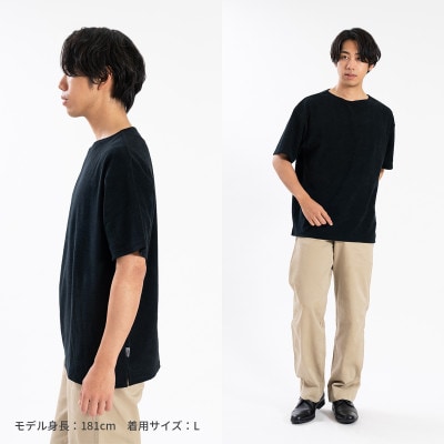 メンズ やわらかパイル地 半袖Tシャツ FL25SS-001 ブラック Lサイズ