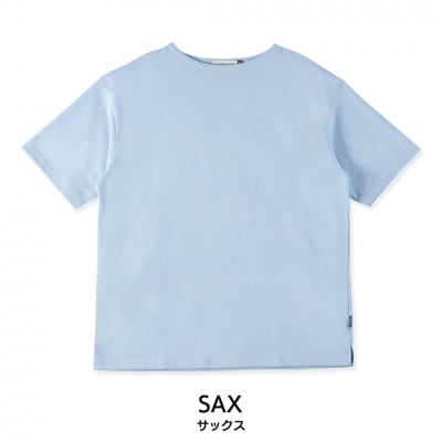 メンズ ハードコットン生地 半袖ボートネックTシャツ FL23SS-015M サックス Mサイズ