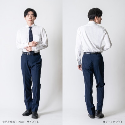 メンズ　ワイドカラー　長袖ニットシャツ　2021-SM21　ホワイト　LLサイズ