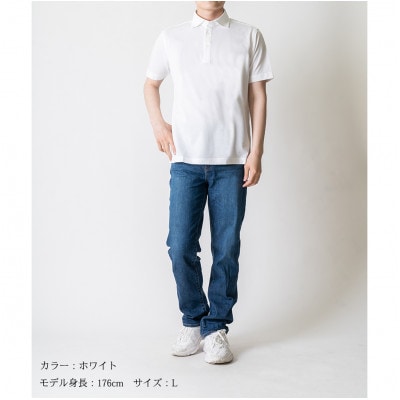 メンズ　バーズアイ天竺　半袖ポロシャツ　2021-PM5　ホワイト　Lサイズ