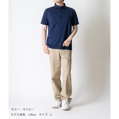 メンズ　バーズアイ天竺　半袖ポロシャツ　2021-PM5　ネイビー　Mサイズ