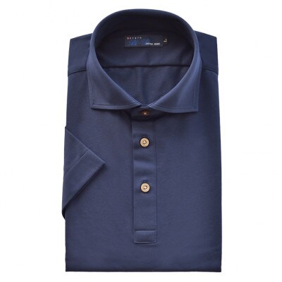 メンズ　バーズアイ天竺　半袖ポロシャツ　2021-PM5　ネイビー　Lサイズ