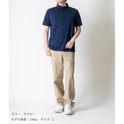 メンズ　バーズアイ天竺　半袖ポロシャツ　2021-PM5　ネイビー　Lサイズ