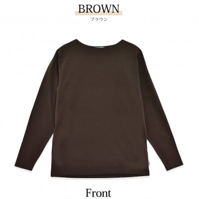 メンズ　ハードコットン　ボートネック長袖Tシャツ　FL22FW-004M　ブラウン　XLサイズ