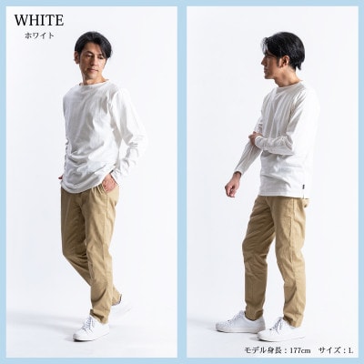 メンズ　ハードコットン　ボートネック長袖Tシャツ　FL22FW-004M　オフホワイト　Mサイズ
