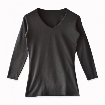 メンズ　長袖　Vネックあったかインナー　2枚組　21FW-0005　ブラック　Sサイズ