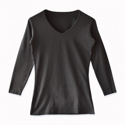 メンズ　長袖　Vネックあったかインナー　2枚組　21FW-0005　ブラック　Lサイズ