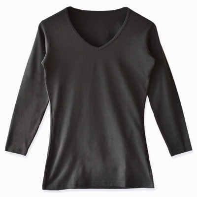 メンズ　長袖　Vネックあったかインナー　2枚組　21FW-0005　ブラック　2XLサイズ