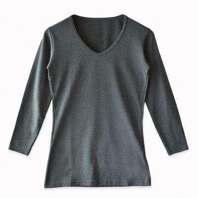 メンズ　長袖　Vネック秋冬肌着　2枚　21FW-0005　グレー　L　YOSHIDA SHIRTS