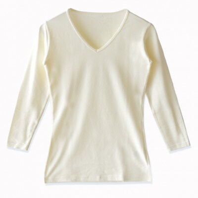 レディース　長袖　Vネックあったかインナー　2枚組　21FW-0005W　ホワイト　Mサイズ