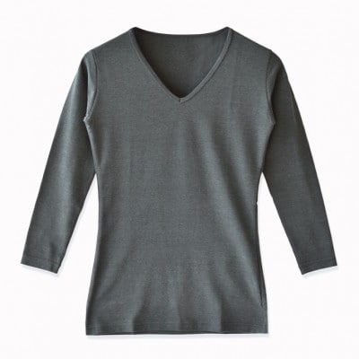 レディース　長袖　Vネックあったかインナー　2枚組　21FW-0005W　グレー　Lサイズ