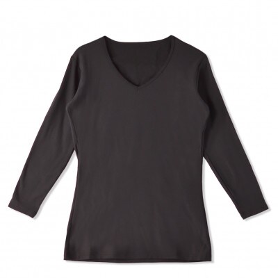 メンズ　長袖　Vネックあったかインナー　2枚組　WCPM-02　ブラック　Lサイズ