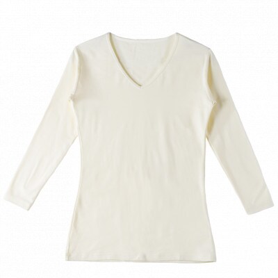 レディース　長袖　Vネックあったかインナー　2枚組　WCPM-04W　オフホワイト　XLサイズ