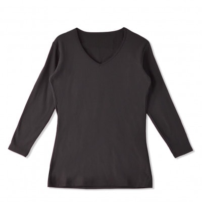 レディース　長袖　Vネックあったかインナー　2枚組　WCPM-04W　ブラック　XLサイズ