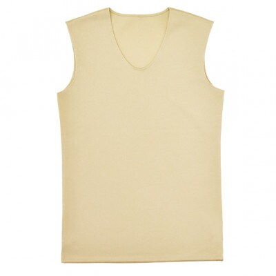 メンズ V首袖なし夏用下着　2枚組　22SS0002　ベージュ　XS　YOSHIDA SHIRTS