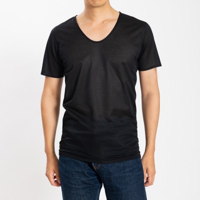 メンズ　速乾　Vネック夏用インナー　2枚セット　22SS0001　ブラック　XSサイズ