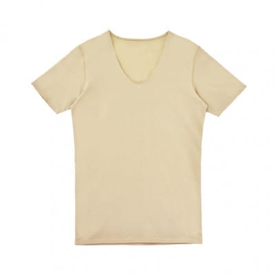 メンズ　速乾　Vネック夏用インナー　2枚セット　22SS0001　ベージュ　Sサイズ