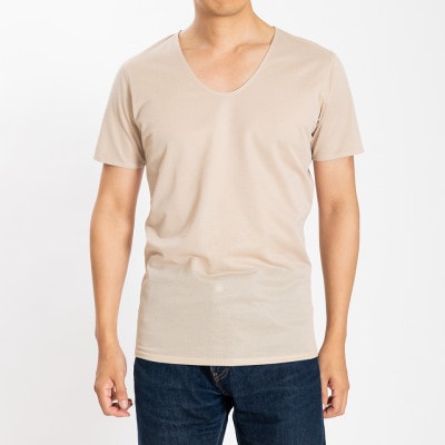 メンズ　速乾　Vネック夏用インナー　2枚セット　22SS0001　ベージュ　Sサイズ