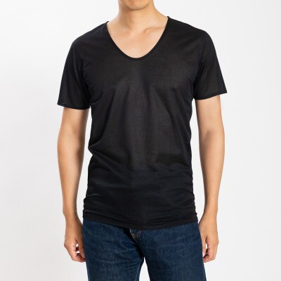 メンズ　速乾　V首夏用肌着　2枚組　22SS0001　黒　2XLサイズ　YOSHIDA SHIRTS