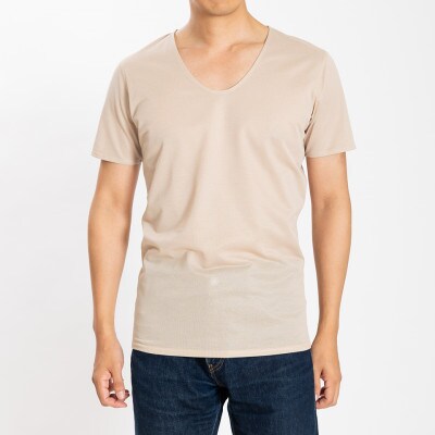メンズ　速乾　V首夏用肌着　2枚組　22SS0001　ベージュ　2XL　YOSHIDA SHIRTS