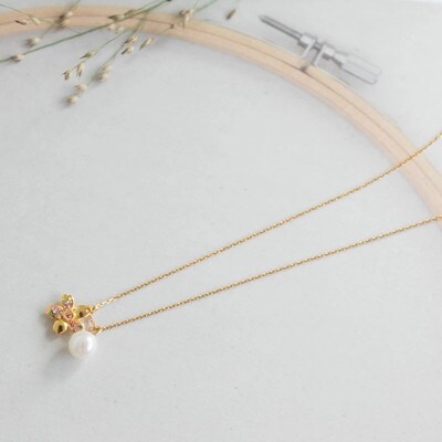 さくらひめパールネックレス&イヤリング/ゴールド 2点セット