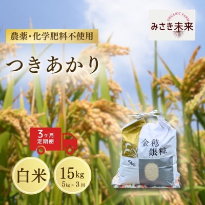8年産予約 定期便 つきあかり 玄米 5kg×3回 栽培期間中農薬不使用 みさき未来