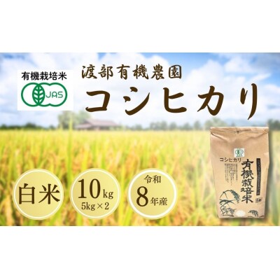 【先行予約】JAS有機米 コシヒカリ 白米 10kg 令和8年産 渡部有機農園 cn001-ah