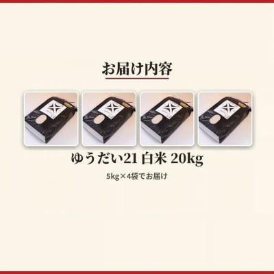 令和8年産 ゆうだい21 白米 20kg(5kg×4) 精米 アグリロード ck007-ac