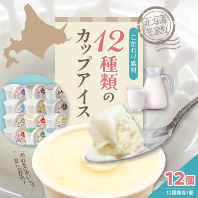 北海道十勝芽室町 12種類の味が楽しめる 安定剤不使用 カップアイスクリーム me008-002c
