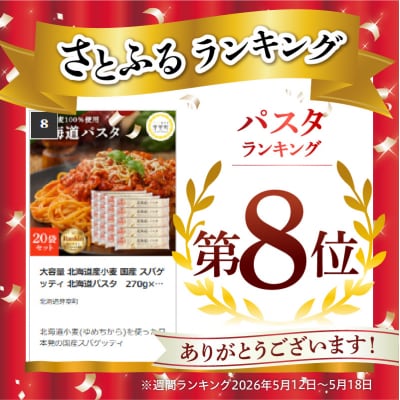 大容量 北海道産小麦 国産 スパゲッティ 北海道パスタ　270g×20袋セット me038-003c