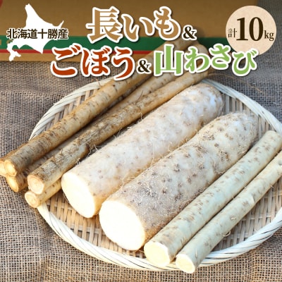 北海道十勝芽室町 ファーム・ミリオンの贅沢根菜セット(長芋・ごぼう・山わさび) 【土付き】